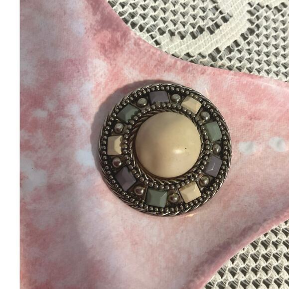 Vintage Retro Brooch Pin Beiges Blues - Picture 3 of 11